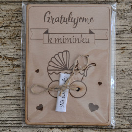 Dřevěné přání k narození dítěte