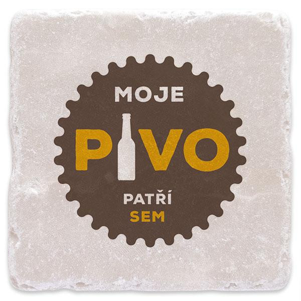 Levně Mramorový tácek - Moje pivo patří sem