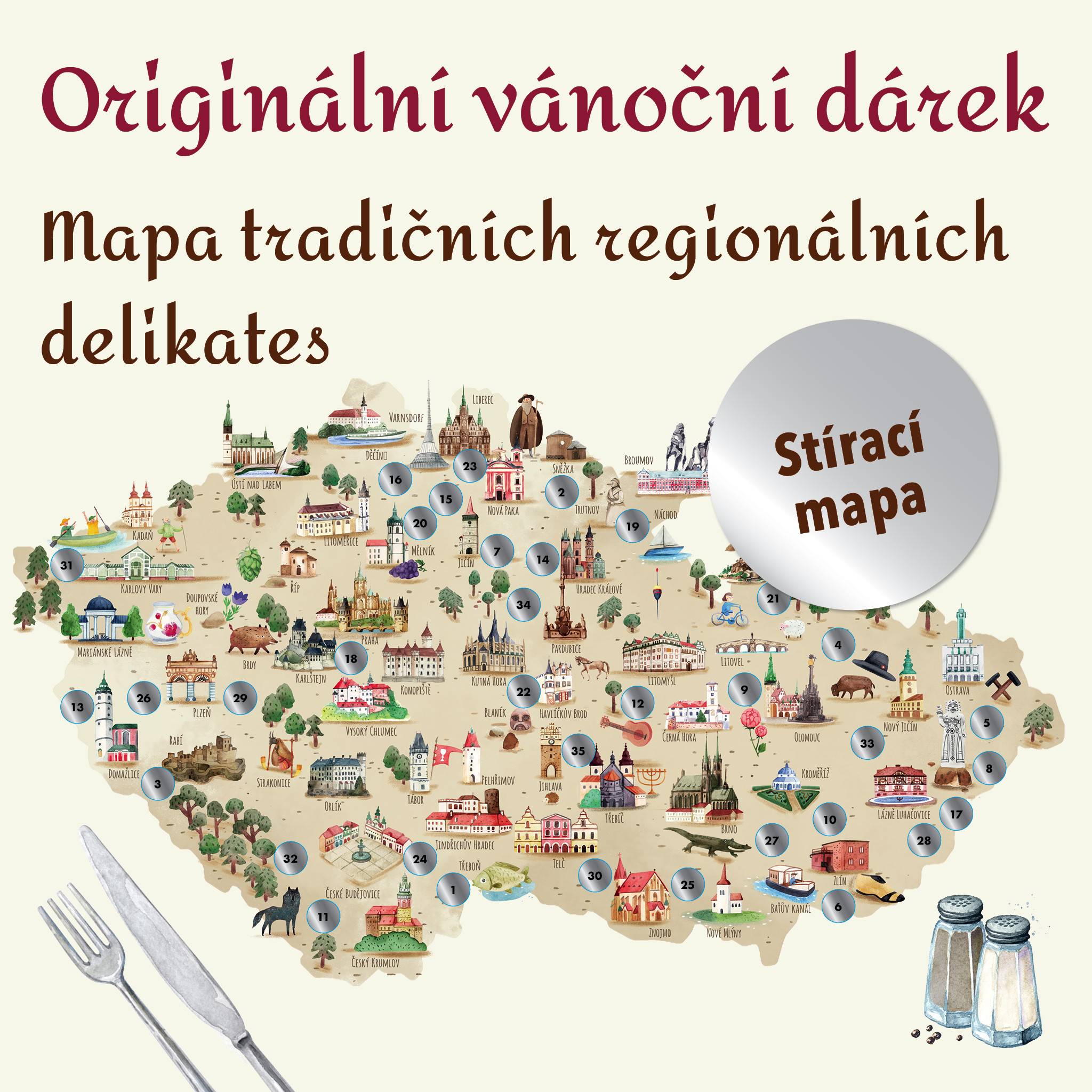 Stírací gurmánská mapa s recepty našich babiček