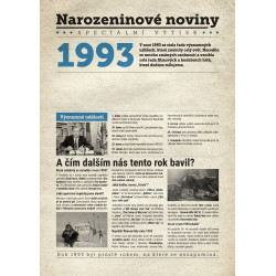 Narozeninové noviny 1993 s vlastním textem a fotografií