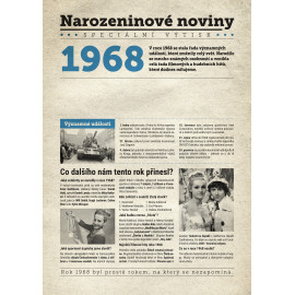 Narozeninové noviny 1968  s vlastním textem a fotografií