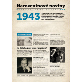 Narozeninové noviny 1943 s vlastním textem a fotografií