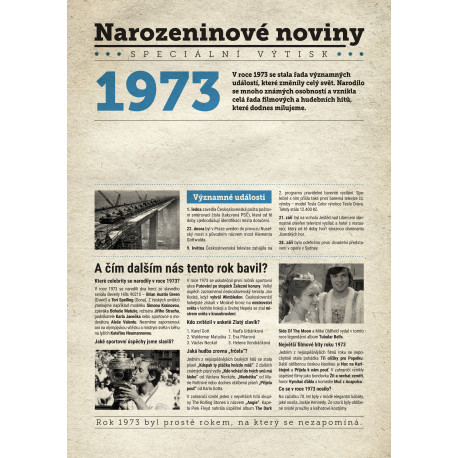 Narozeninové noviny 1973 s vlastním textem