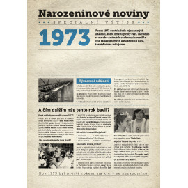 Narozeninové noviny 1973 s vlastním textem a fotografií