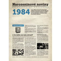 Narozeninové noviny 1984 s vlastním textem a fotografií