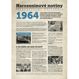 Narozeninové noviny 1964 s vlastním textem a fotografií