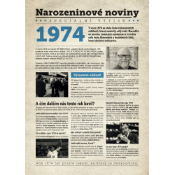 Narozeninové noviny 1974 s vlastním textem  a fotografií