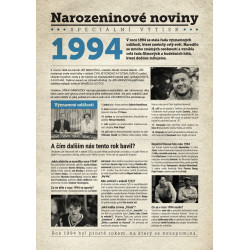 Narozeninové noviny 1994 s vlastním textem  a fotografií