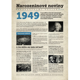 Narozeninové noviny 1949 s vlastním textem a fotografií