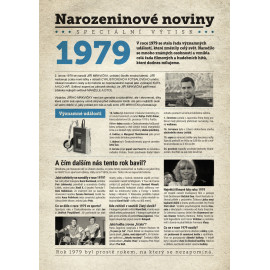 Narozeninové noviny 1979 s vlastním textem a fotografií