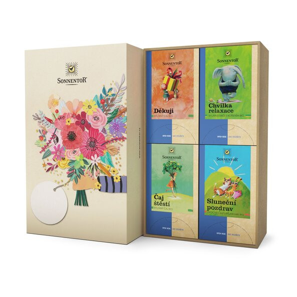 Levně Narozeninová čajová kazeta s kyticí