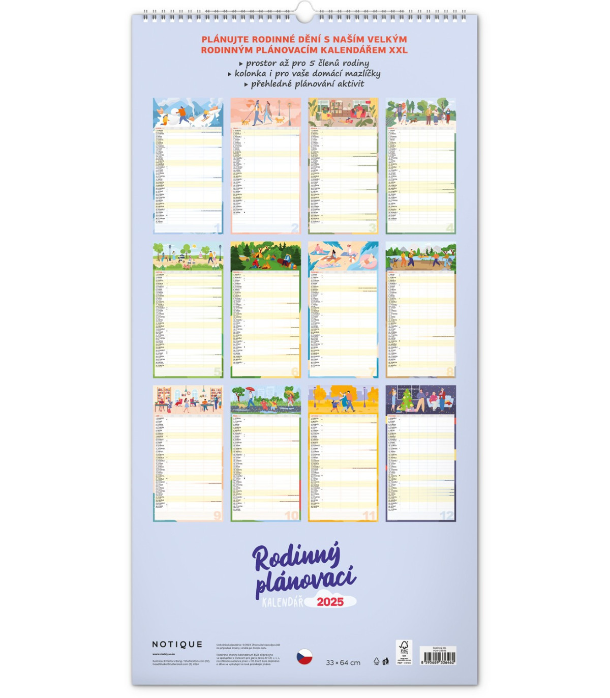 Rodinný plánovací kalendář XXL 2025