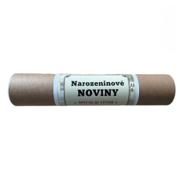 Narozeninové noviny 1990 s vlastním textem a fotografií