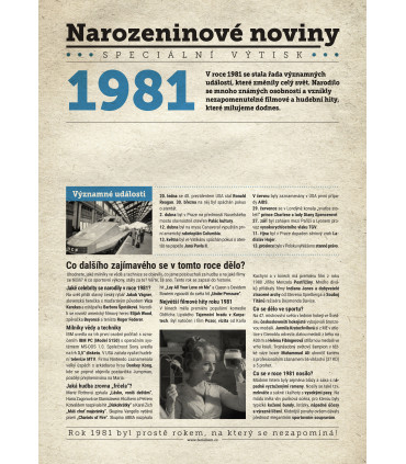 Narozeninové noviny 1990| Originální dárky s věnováním