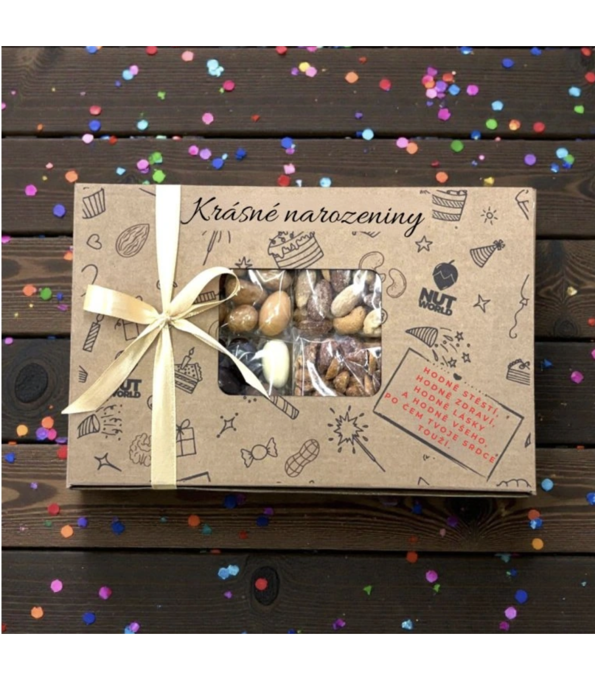 Narozeninový mix ořechů v dárkovém balení