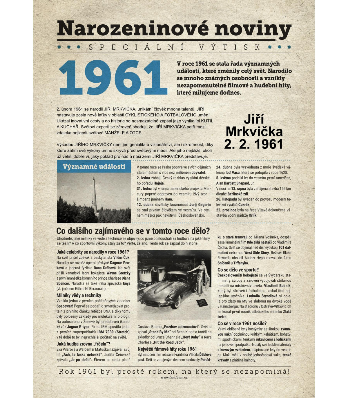 Narozeninové noviny 1990| Originální dárky s věnováním
