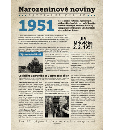 Narozeninové noviny 1990| Originální dárky s věnováním