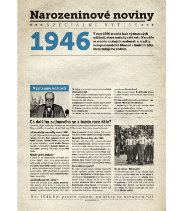 Narozeninové noviny 1946| Originální dárky s věnováním