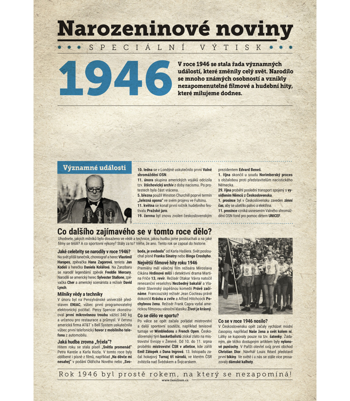 Narozeninové noviny 1946| Originální dárky s věnováním